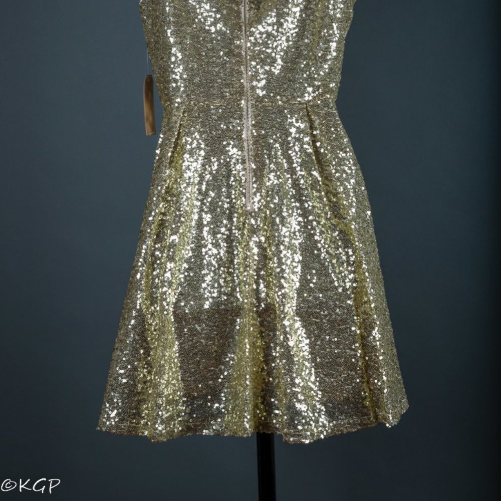 SOLD - Short Gold Sequin Evening Party Cocktail Pageant Dress NWT ~ M - Picture 8 of 17